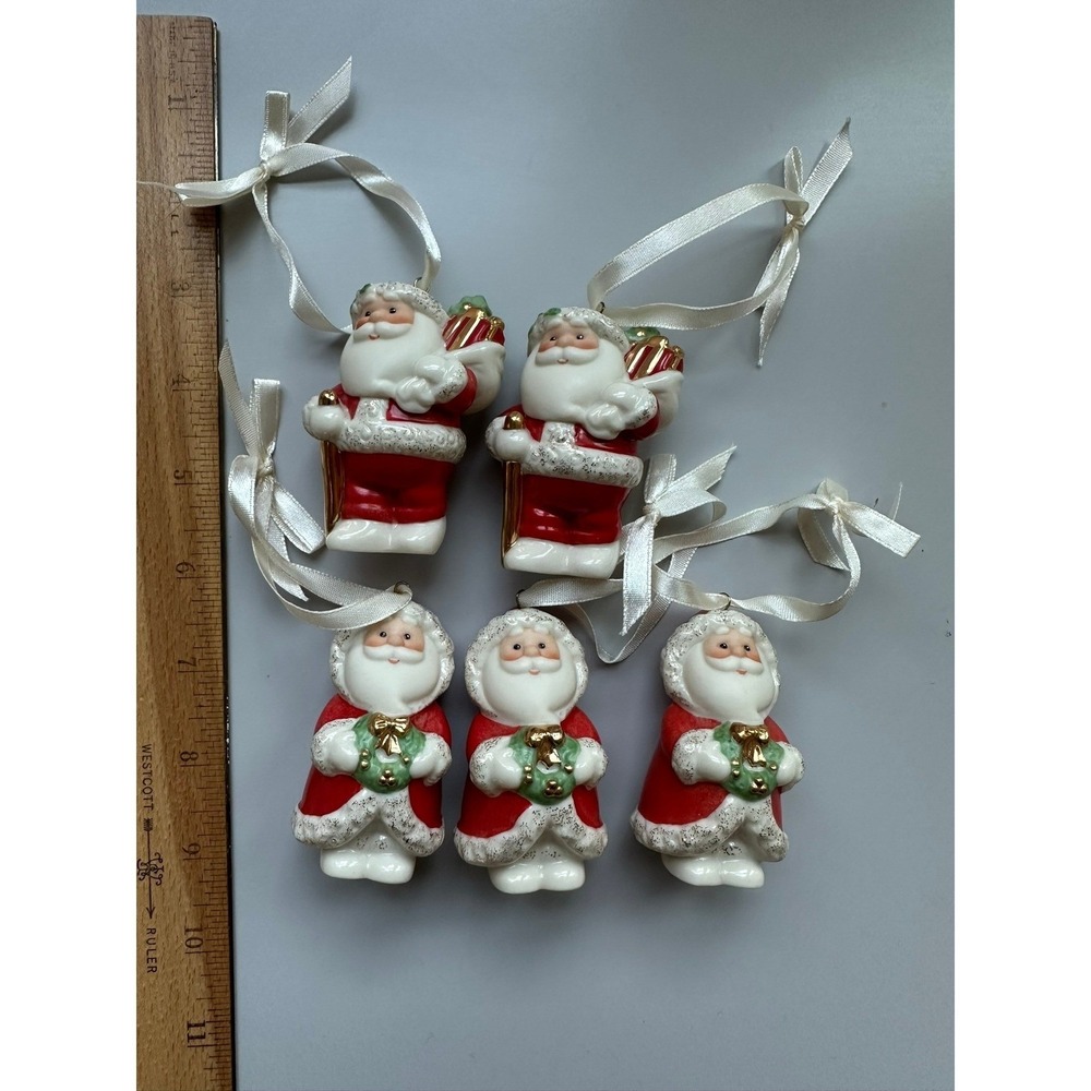 5‎ Lenox Santa Claus Ornaments Standabouts Collection. Ceramic (Early 2000's)